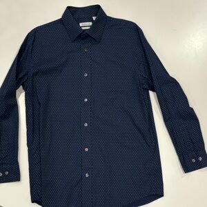Haggar Men's Navy Patterned Button Down Shirt